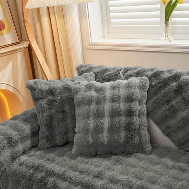 Cosy Plush Solid Colour Non-slip Couch Cover